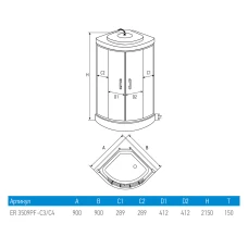 Душевая кабина Erlit ER3509PF-C4 90х90
