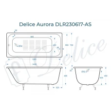 Ванна чугунная Delice Aurora 140х70 с антискользящим покрытием DLR230617-AS