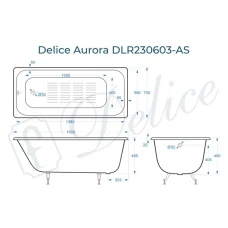 Ванна чугунная Delice Aurora 150х70 с антискользящим покрытием DLR230603-AS
