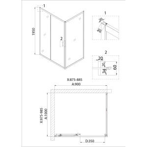 Душевое ограждение Niagara Nova NG-62-9A-A100 90х100