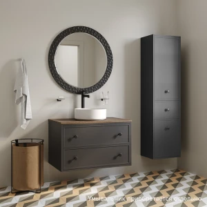 Тумба под раковину IDDIS Torr 80 подвесная, темно-серый, со столешницей макадамия орех TOR80DMi95K