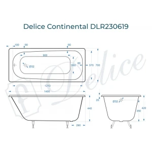 Ванна чугунная Delice Continental 140х70 DLR230619
