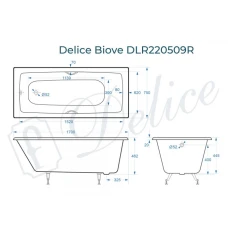 Ванна чугунная Delice Biove 170х75 с ручками DLR220509R