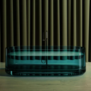 Прозрачная ванна ABBER Kristall AT9708Aquamarin 170х75 бирюзовая