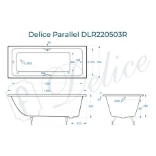 Ванна чугунная Delice Parallel 150х70 с черными матовыми ручками DLR220503RB