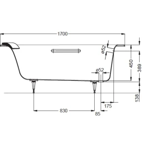 Чугунная ванна Jacob Delafon Biove 170x75 E2930