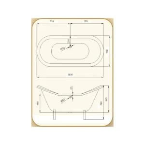 Чугунная ванна Magliezza Julietta 183x78 ножки белые