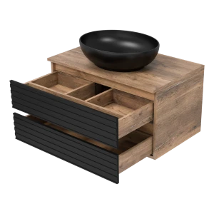 Тумба под раковину Brevita Dakota 80 подвесная (черная)