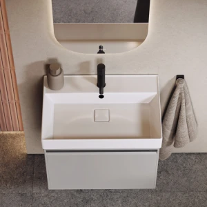 Тумба под раковину Aqwella Pure 81 с одним ящиком, серый туман