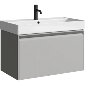 Тумба под раковину Aqwella Pure 81 с одним ящиком, серый туман