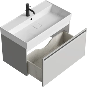 Тумба под раковину Aqwella Pure 81 с одним ящиком, серый туман