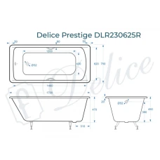 Ванна чугунная Delice Prestige 170х75 с отверстиями под ручки DLR230625R