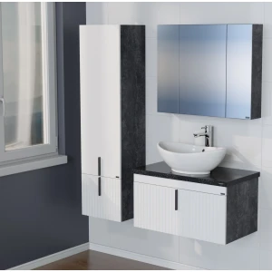 Тумба под раковину СанТа Юпитер 80 темная, с 2 ящиками, подвесная