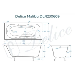 Ванна чугунная Delice Malibu 170х75 DLR230609