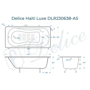 Ванна чугунная Delice Haiti Luxe 170х80 с антискользящим покрытием DLR230638-AS