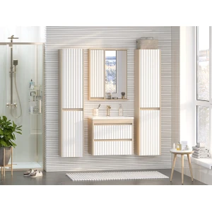 Зеркальный шкаф Brevita Balaton 65 левый (белый, бежевый)