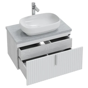 Тумба под раковину СанТа Юпитер 80 светлая, с 2 ящиками, подвесная