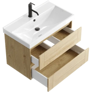 Подвесная тумба под раковину Aqwella Astrid 80 с двумя ящиками, дуб давос