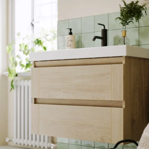 Подвесная тумба под раковину Aqwella Astrid 80 с двумя ящиками, дуб давос