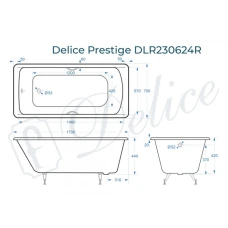 Ванна чугунная Delice Prestige 170х70 с отверстиями под ручки DLR230624R