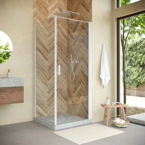 Душевой уголок Vegas-glass EP-FIS NOVO 80 01 01 R, профиль белый, стекло прозрачное