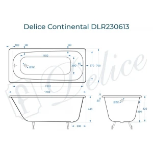 Ванна чугунная Delice Continental 170х70 DLR230613