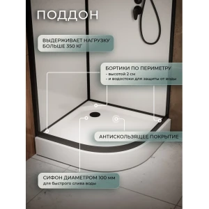Душевая кабина Frank F412/1L Black 120x80 без крыши