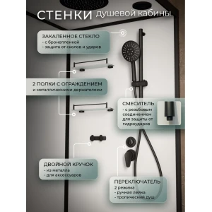 Душевая кабина Frank F412/1L Black 120x80 без крыши