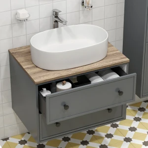 Тумба под раковину IDDIS Torr 80 со столешницей, подвесная, темно-серый TOR80DBi95K