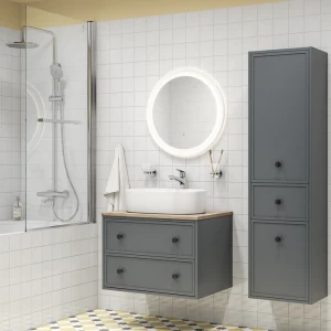 Тумба под раковину IDDIS Torr 80 со столешницей, подвесная, темно-серый TOR80DBi95K