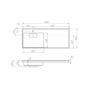 Мебельная раковина Акватон Лондри 120 L 1A72843KLH01L