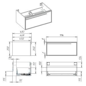 Тумба под раковину La Fenice Elba Blu Grigio 80 синяя