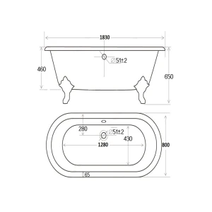 Чугунная ванна Magliezza Patricia 183x80 ножки золото
