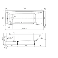 Чугунная ванна Wotte Forma 170х70 БП-э00д1468