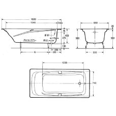 Чугунная ванна Jacob Delafon Repos 180x85 E2903 с отверстиями для ручек