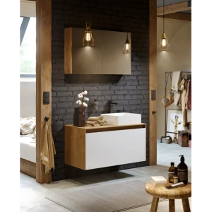 Подвесная тумба под раковину Aqwella Mobi 120, бетон светлый/белый