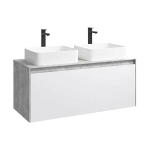 Подвесная тумба под раковину Aqwella Mobi 120, бетон светлый/белый