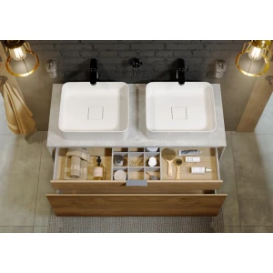 Подвесная тумба под раковину Aqwella Mobi 120, бетон светлый/белый