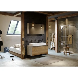 Подвесная тумба под раковину Aqwella Mobi 120, бетон светлый/белый