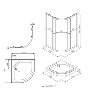 Душевой уголок Triton Альфа-Блэк 100х100 стекло прозрачное