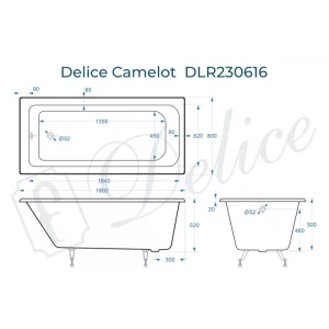 Ванна чугунная Delice Camelot 180х80 DLR230616