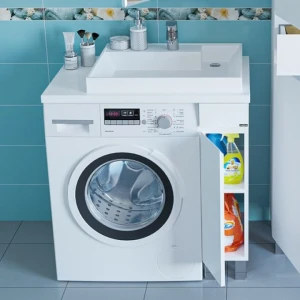 Тумба под раковину СанТа Марс 19 под стиральную машину, 1 дверь, без ручек, белый