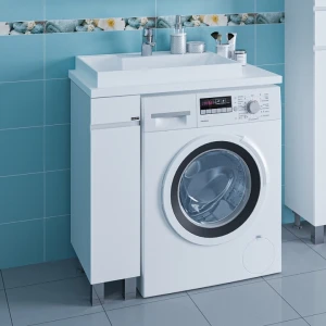 Тумба под раковину СанТа Марс 19 под стиральную машину, 1 дверь, без ручек, белый