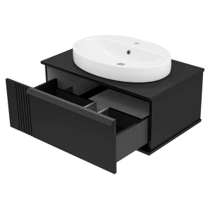 Тумба под раковину Brevita Savoy 80 подвесная (черная)