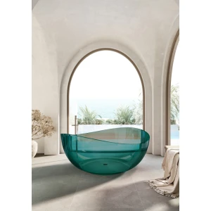 Прозрачная ванна ABBER Kristall AT9705Aquamarin 150х150 бирюзовая