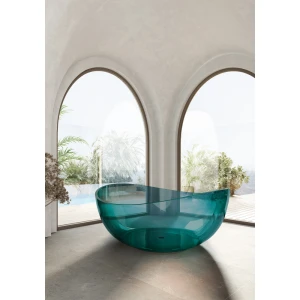 Прозрачная ванна ABBER Kristall AT9705Aquamarin 150х150 бирюзовая